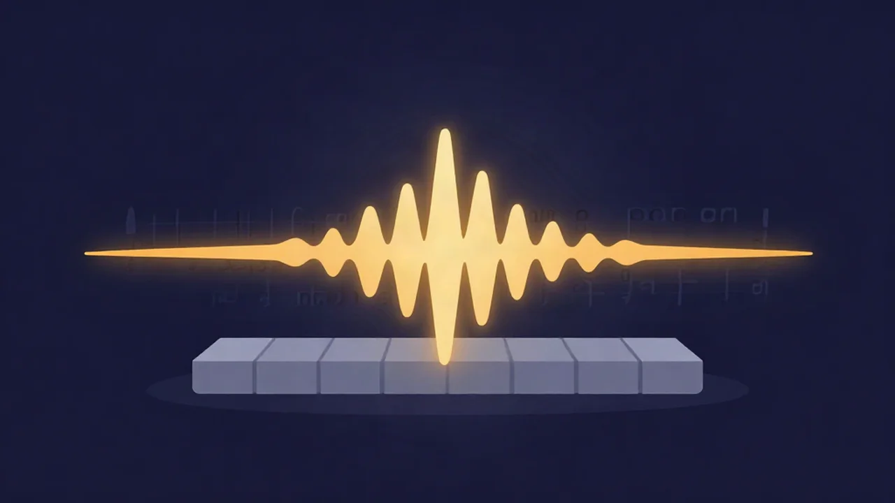 An isolated vocal waveform pulled clear of the instrumental so a listener can transcribe lyrics word by word on a deep navy background