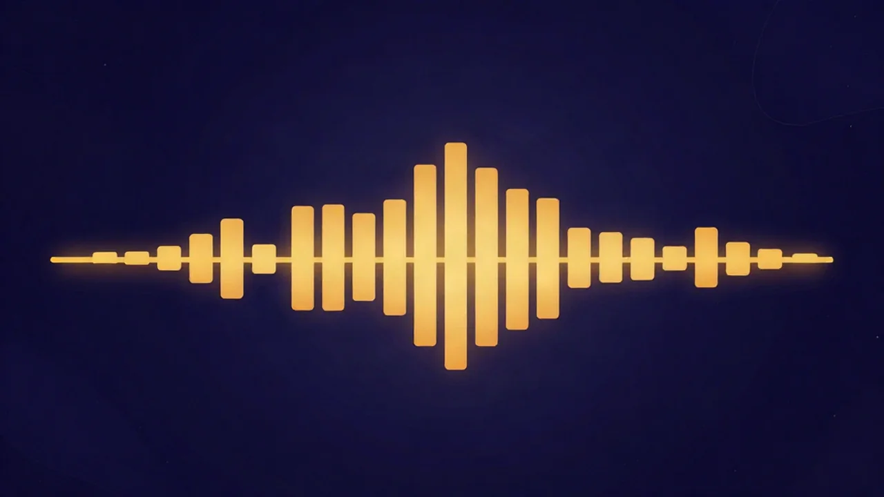 Flat vector illustration of a glowing amber instrumental track waveform on a deep navy background, representing a song with the lead vocal removed